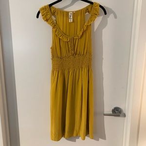 Anthropologie yellow silk dress